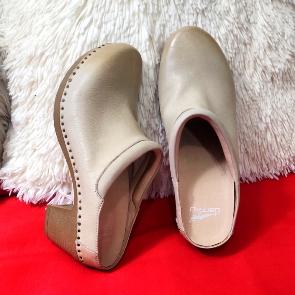 Dansko Beige Leather Clogs